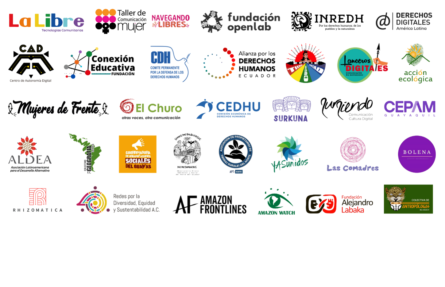 Logos de las organizaciones firmantes